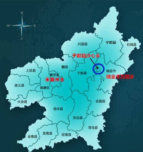 于都县的这个乡镇,被其他县三面包围,最窄处仅1100米